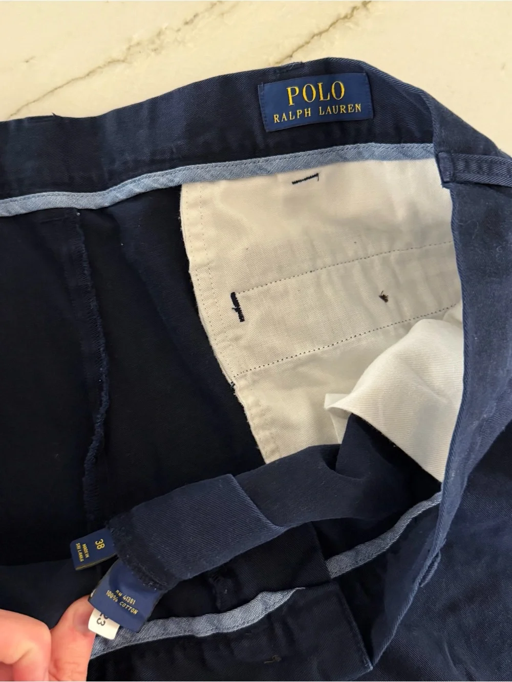Polo Ralph Lauren Shorts Mens 38 Blue Cotton Chino Flat Front